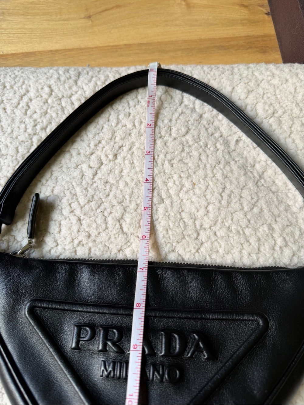 Prada Black Leather Enameled Metal Triangle Bag with Silver Hardware - Picture 12 of 16